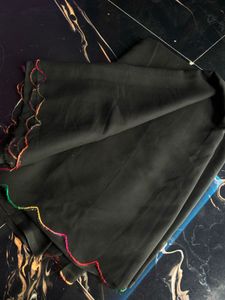 Black Dupatta with Multicolored Border