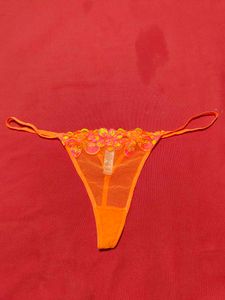 Primark Orange Floral Lace Thong Panty