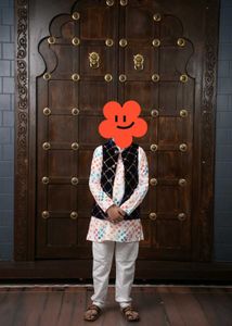 Stylish Navy Velvet Kurta Set with Abstract Print