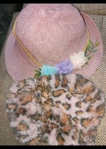 Pink Hat & Leopard Print Bag