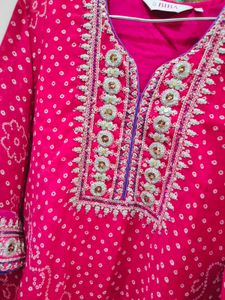 Biba Pink Bandhani Kurta Set with Dupatta