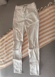 White Distressed Skinny Jeans