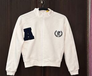 white Varsity Style Zip-Up Jacket
