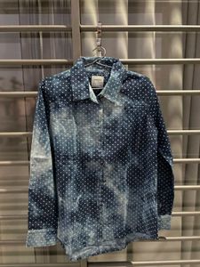 Denim Polka Dot Button-Up Shirt