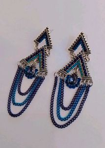 Blue Geometric Dangle Earrings
