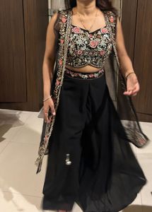 Embroidered Black crop blouse with Jacket