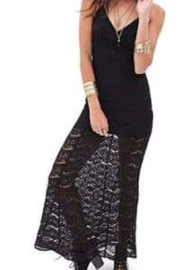 Elegant Black Lace Maxi Dress from Forever 21