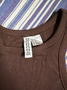 Brown Ribbed Tank Top