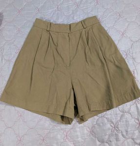 Khaki Pleated Shorts
