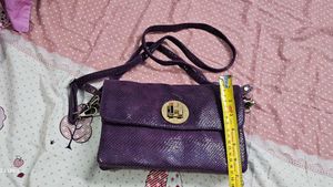 Purple Snakeski  Textured Shoulder Bag