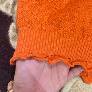Vibrant Orange Knit Sleeveless Top