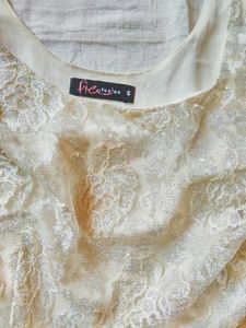 White &amp; Silver Lace Short Bodycon Dress
