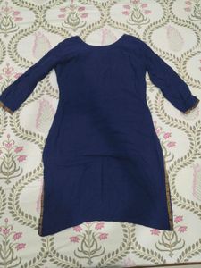 Elegant Blue Kurta with Golden Trim-M/S