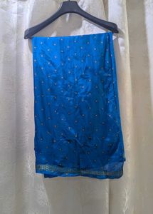 Blue Bandhani/Bandhej Saree With Stiched Blouse