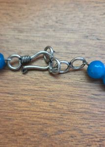 Blue Agate Necklace with pure silver ornaments