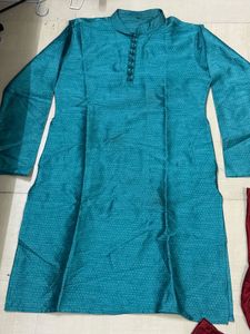 Teal Kurta with Red Salwar Set