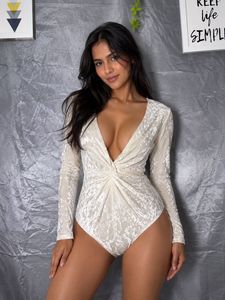 Velvet Plunge Neck Bodysuit