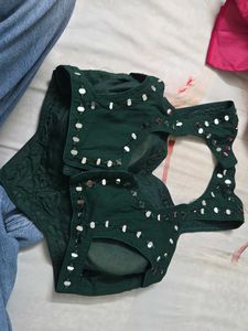 full set Embellished Green Ethnic Blouse