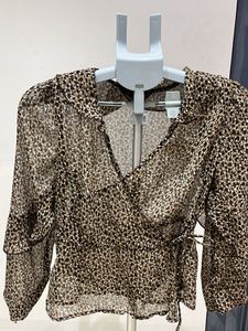 Animal Print Wrap Top
