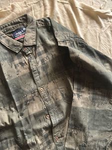 Military type printed mens shirt in olive green co