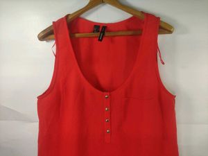 Mango Red Sleeveless Button-Front Blouse