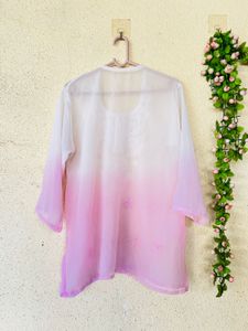 Chikankari Ombre Kurta with Mirror Work