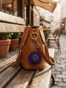 Violet Bloom charm keychain ( All my crochet produ