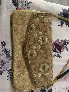 Embellished Gold Clutch Bag