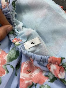 Blue Floral Puff Sleeve Top