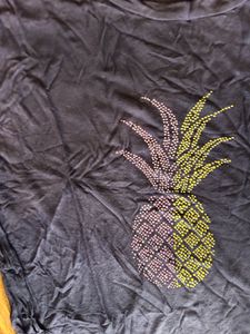 Navy Blue T-Shirt/Dress with Pineapple Graphic