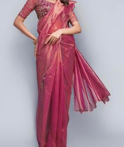 Elegant Maroon Saree with blouse Cloth