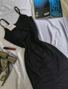 Sparkly Black Halter Neck Dress