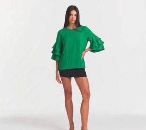 Vibrant Green Ruffle Sleeve Top