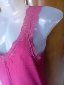Pink Lace Trim Cami Top