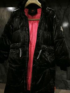 Shiny Black Puffer Coat