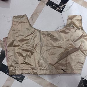 Trendy Golden Silk Sleeveless Blouse