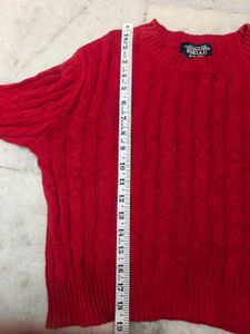 Red Cable Knit Bear Embroidered Sweater
