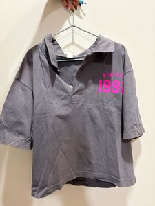 collar neck vintage crop top