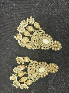 Elegant Gold-Tone Jhumka Earrings with Pearls