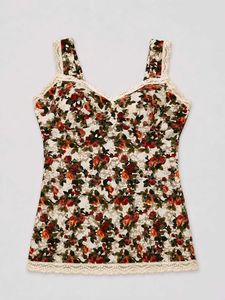 Floral camisole with lace trim