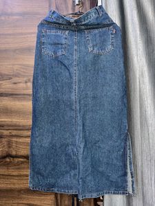 Classic Blue Denim Straight Skirt