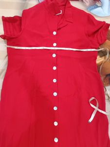Red Formal Calf length Dress &amp; Leopard Print Top