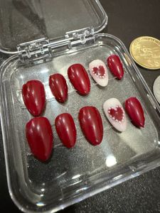 Cherry Red Heart Press-On Nails