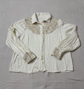 Embroidered Cream Shirt/Blouse