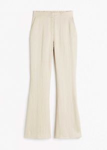 Cream High-Waisted Flare Pants