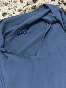 Blue Sleeveless Tie-Neck Top