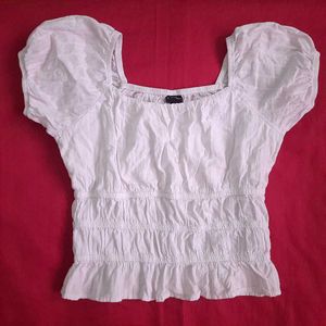 White Milkmaid Puff Sleeves Top