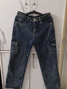 Acid Wash Cargo Jeans