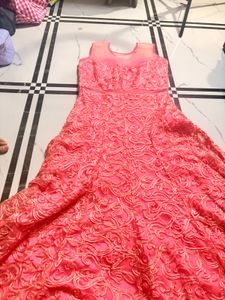 Stunning Coral Embroidered Gown