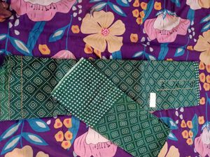 Green Bandhani Print Dress Material